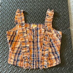 Anthropologie Verb by Pallavi Singhee Ruffled Plaid Top